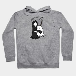 Grim Reaper & Ghost Hug | Friendship | Azrael & Specter Embrace Hoodie